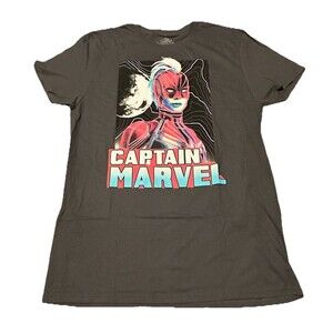 NWOT Marvel Captain Marvel Graphic T-Shirt Gray Neon Hero Art Size L
